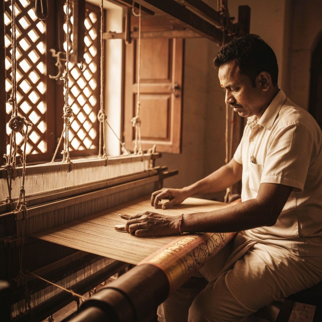 Master weaver at his loom in Banaras